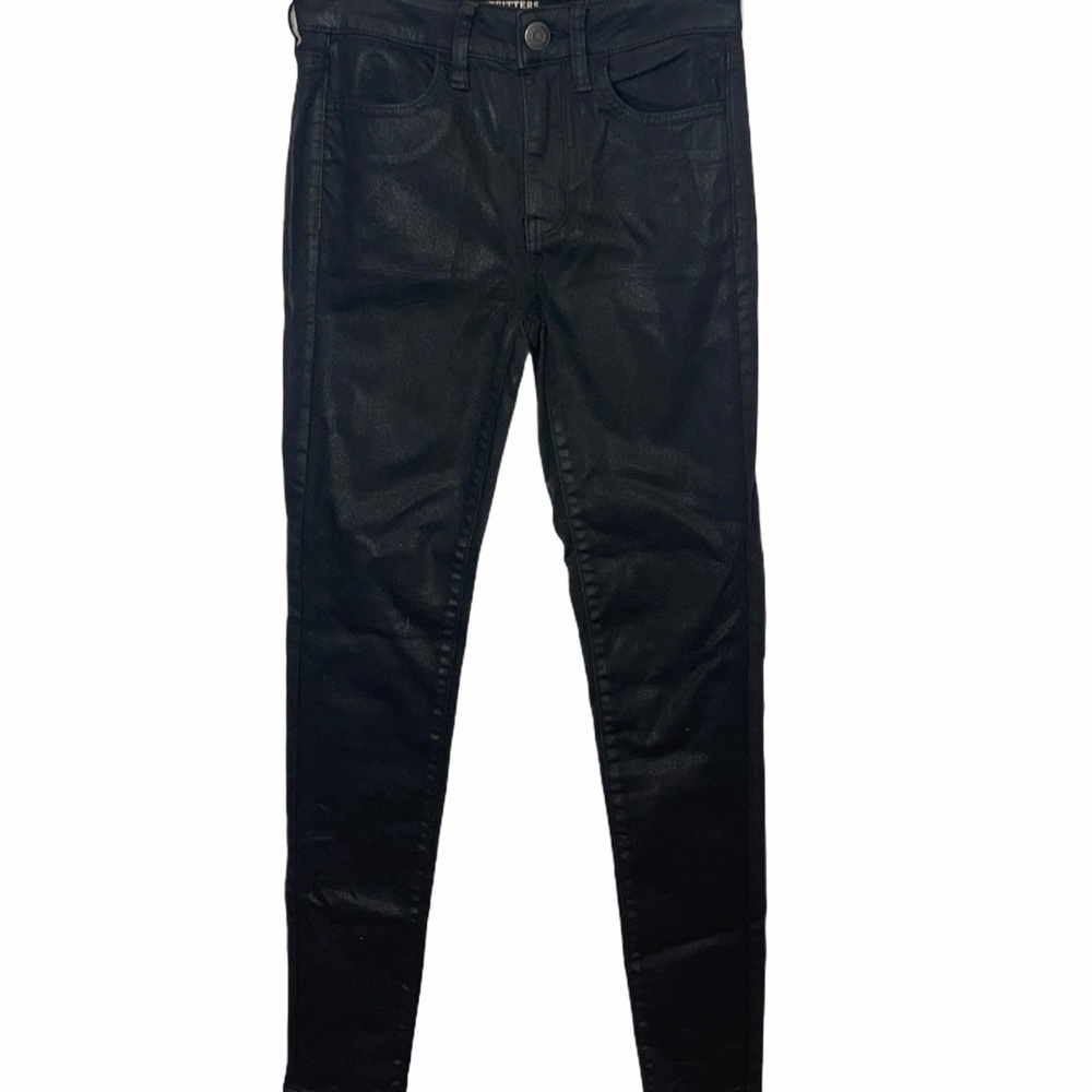 American Eagle Shiny Black Hi Rise Jeggings. Sz 2.